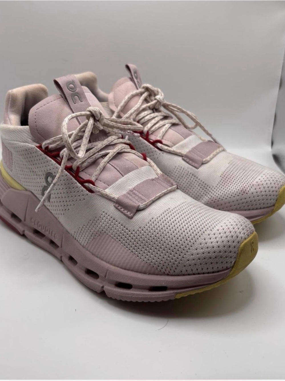 On Running Women's Pale Pink & Yellow Athletic Sneakers